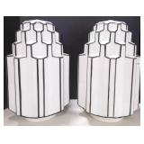 2 vintage Deco glass shades 17"h; 6" fitter