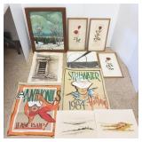 Group of framed & unframed original artworks-