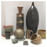 Group of artist pottery, etc. including 21" vase