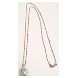14K white gold aquamarines & diamond necklace