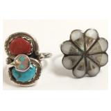 Effie zuni sterling coral & turquoise snake ring-