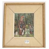 Framed signed Viny oil on board- mother & child