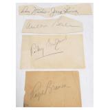 4 autographed cuts- Rocky Graziano, Ralph Branca,