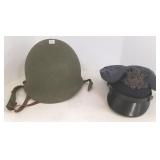 U.S. military helmet & officers cap with eagle