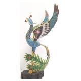 Enameled oriental 12" bird figure