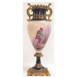 Antique French handpainted 7" portrait vase-