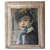de la Colina framed signed mid-century oil on