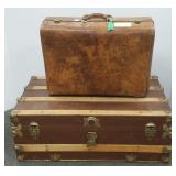 Antique trunk & leather suitcase