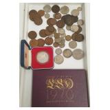 Group of assorted foreign coins- some silver,