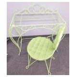 Vintage mid-century wire vanity & desk with chair