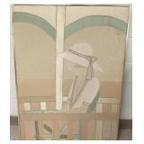 Mid-Century framed silk artwork wtih Interlude tag