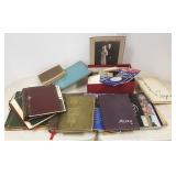 Group of vintage black & white photos, scrap books