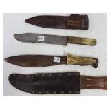 2 knives- 1 horn handle & 1 modified stag handle