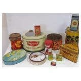 Group of advertising tins including Marne drum (as