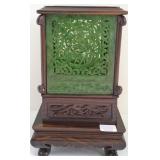 10" x 6" 4-panel carved spinach jade lantern