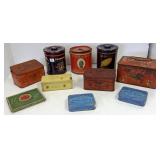 10 vintage tobacco, etc. tins including Lucky