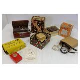 Group including Regency mini-transistor radio with