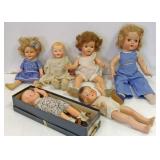 6 vintage composition dolls including Shirley