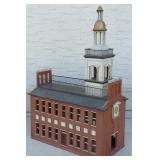 Large folk art church with built in clock & bell-