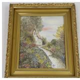 Ornately framed art deco watercolor- approx. 10"