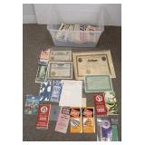Group including vintage maps, stock certificates,