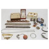 Group sterling, etc jewelry, thimbles, black hills