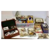 Large group of costume, etc jewelry, beaded purse,