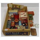 Group advertising boxes, tins, etc including