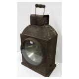 Large antique steam engine kerosene lantern (lens