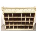 Painted antique shaving mug rack- 32" H x 39" W x