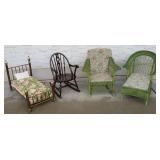 Antique brass doll bed w/ bedding, child