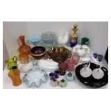 Group Victorian glass, enamel decorated beverage