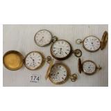 6 antique pocket watches- Hampden, Waltham,