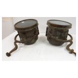 Pair antique brass auto headlights (some as seen)