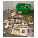 Group of vintage photos, advertising thermometers,