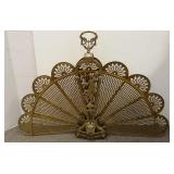 Ornate brass folding fireplace screen 35" high