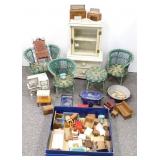 Group including doll stove, doll washtub, boiler,