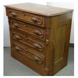 Victorian walnut 4-drawer chest with carved pulls