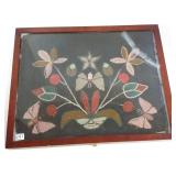 Antique Ojibwa floral & insect motif beaded panel