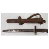 U.S. bayonet with leather scabbard marked 1898
