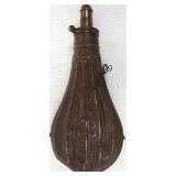 Antique copper powder flask with graduated