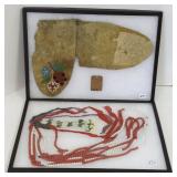 Beaded moccasin maker study with tag & woman