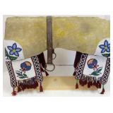 (R) Floral beaded pad saddle- leather ochre