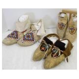 3 pair beaded moccasins- 1 Plains & 2 floral