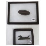 2 stone artifacts- slate birdstone & boatstone