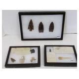 3 cases- 10 stone artifacts & 1 bone awl with
