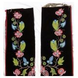 Pair floral beaded leggings on velvet