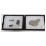 2 cases- birdstone preform & 3 pottery pipe