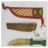 11" painted parfleche knife sheath, buffalo