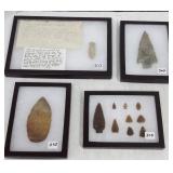 4 cases- 4 stone artifacts- 1 plummet & 2 large